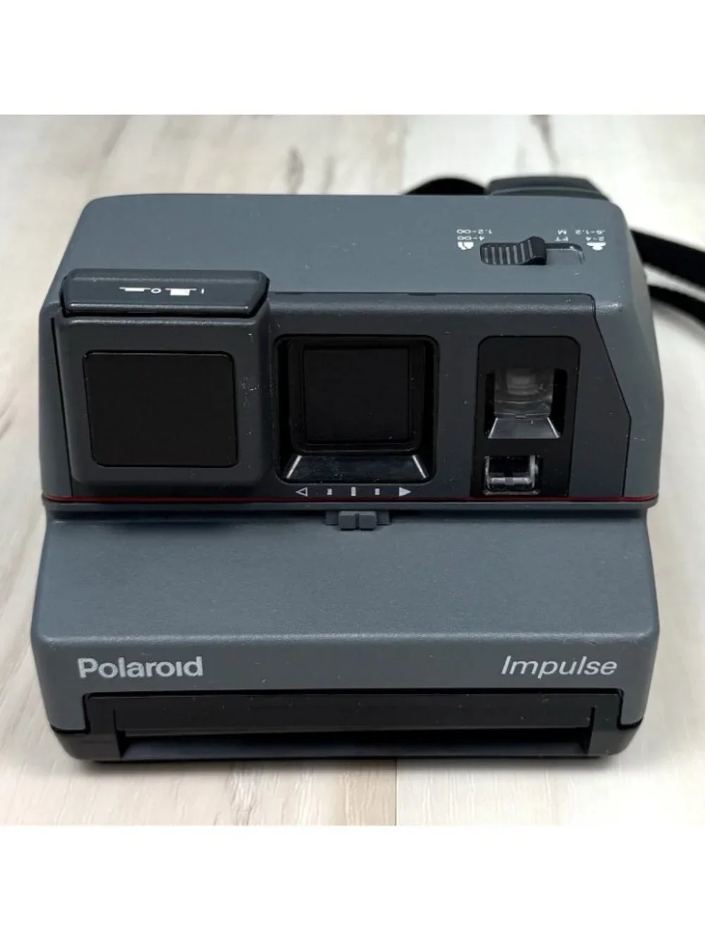 VTG POLAROID Impulse Flash INSTANT CAMERA w/ Strap Black Gray Photography WORKS
